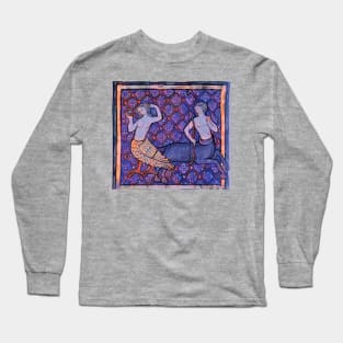 Presence Medieval An Onocentaur with a Bow Looks at a Siren. Long Sleeve T-Shirt